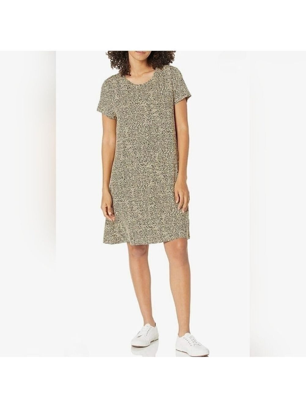 Amazon Essentials Leopard Short-Sleeve Scoop Neck Swing Dress Size Small - NWT